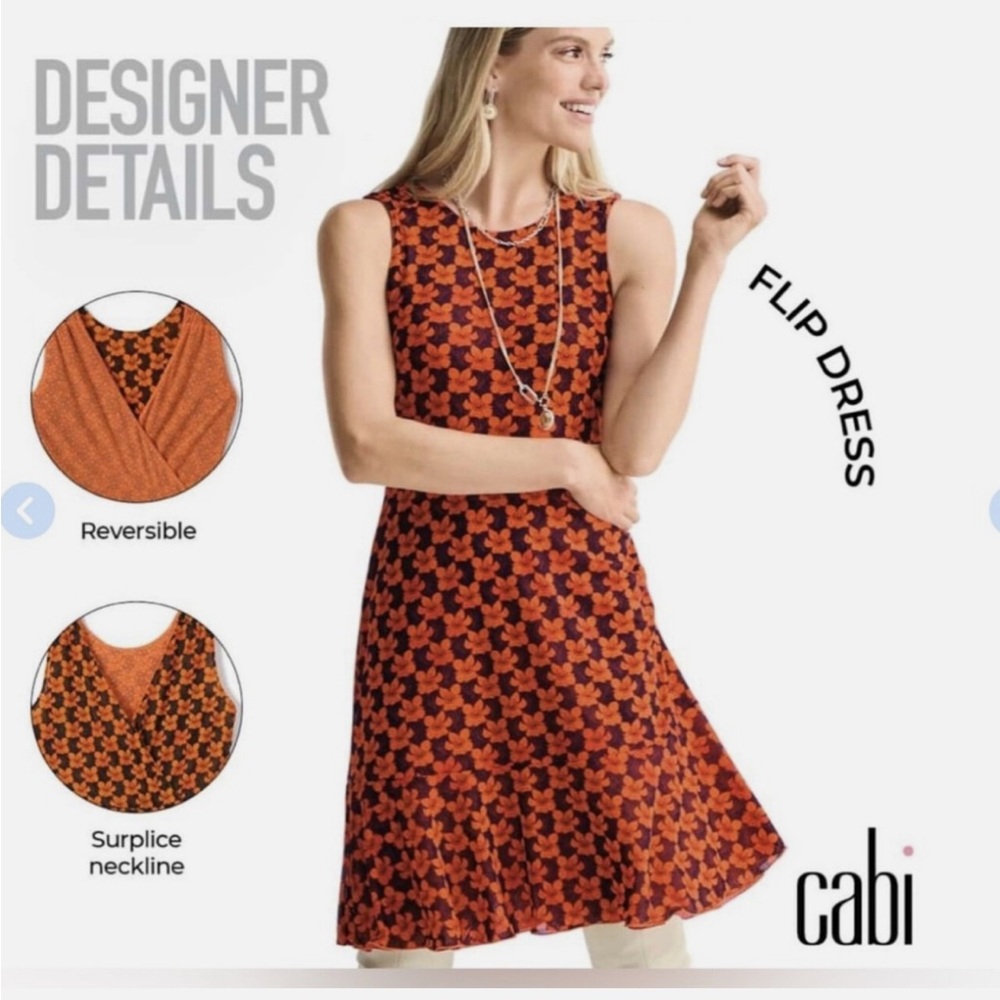 CAbi Reversible Dress in Orange and Navy